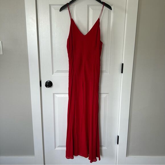 NWT Anine Bing red Silk Midi slip dress - Large - Picture 1 of 8